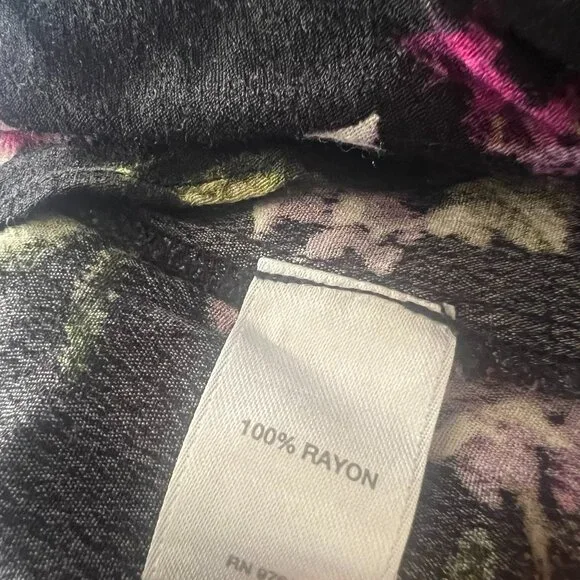 J Jill Floral Medium Blouse Cottagecore Academia Women's‎ Top Keyhole Black - Picture 6 of 9